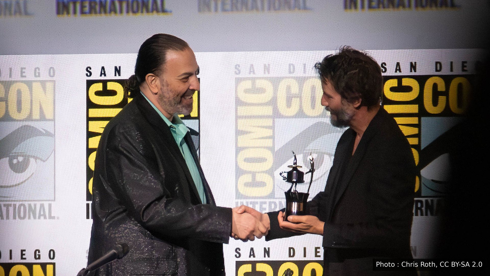 Keanu Reeves reçoit un prix au Comic-Con de San Diego, en 2024