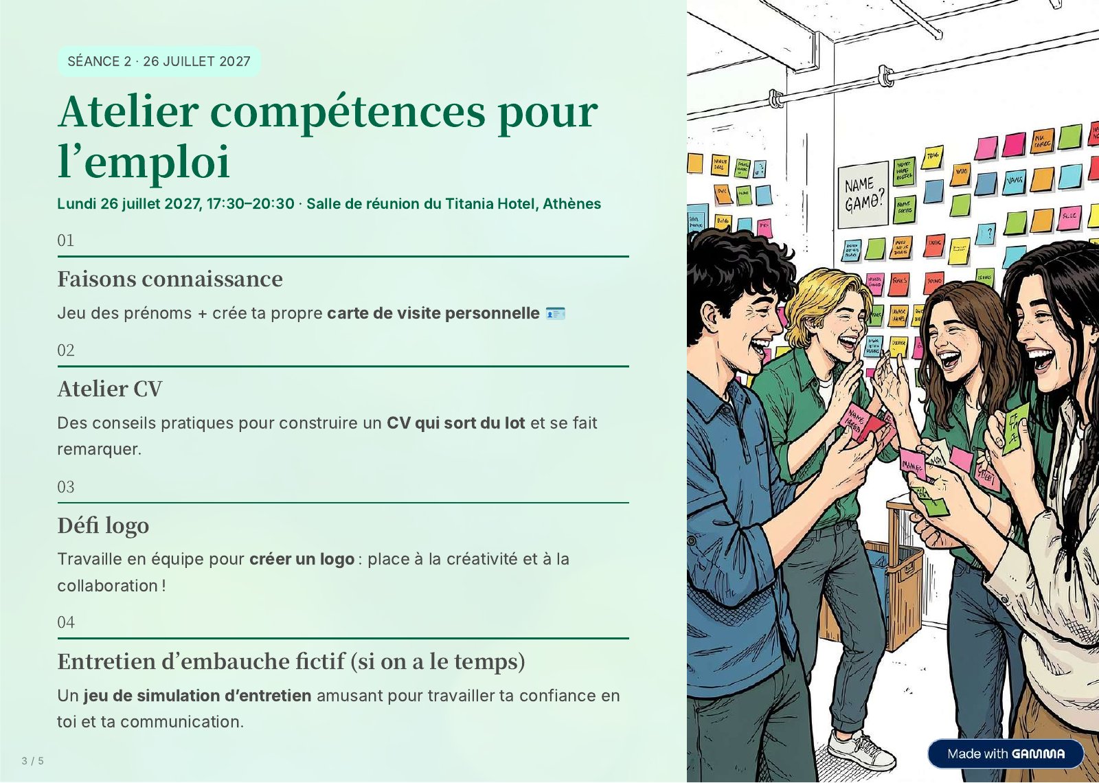 Séance 2 : Atelier compétences pour l’emploi
